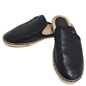 Michael Michael Kors Women Black Leather Closed Toe MK Slip-On Mules Size 7.5